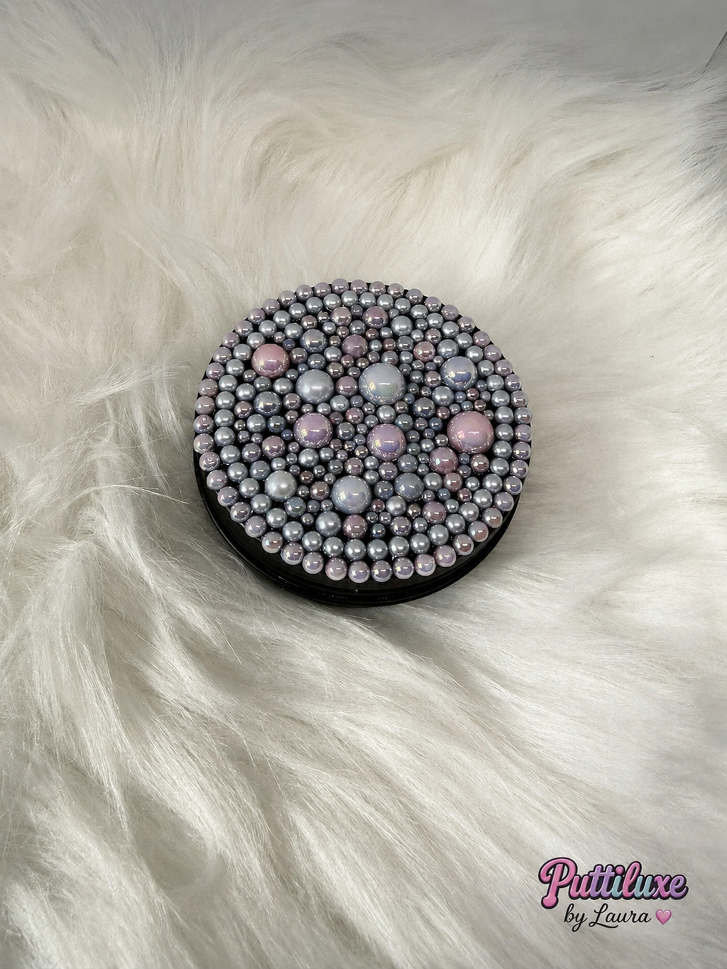 Moonlit Blush Large Round Black Tin
