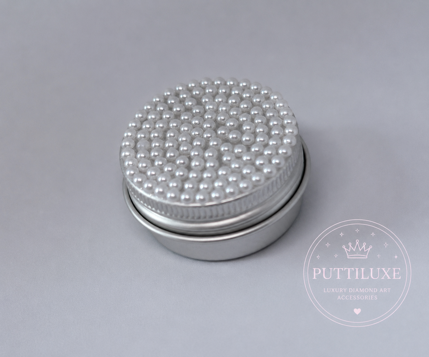 PuttiLuxe Snow Pearl Mini Bedazzled Putty Tin | 15ml Silver