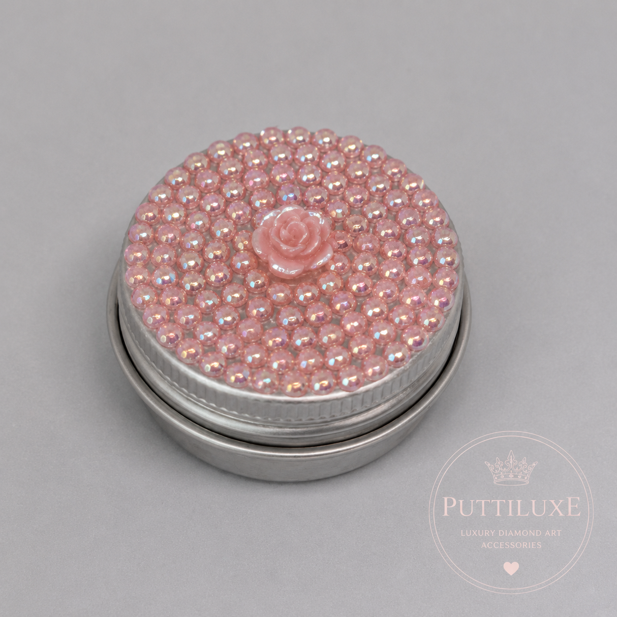 PuttiLuxe Blush Rose Mini Bedazzled Putty Tin | 15ml Silver