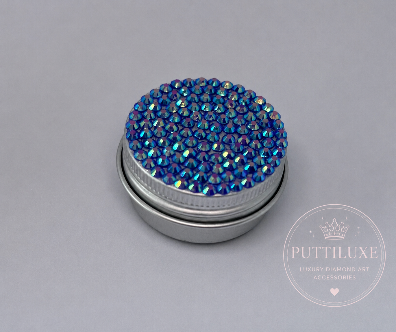 PuttiLuxe Sapphire Glow  Mini Bedazzled Putty Tin | 15ml Silver