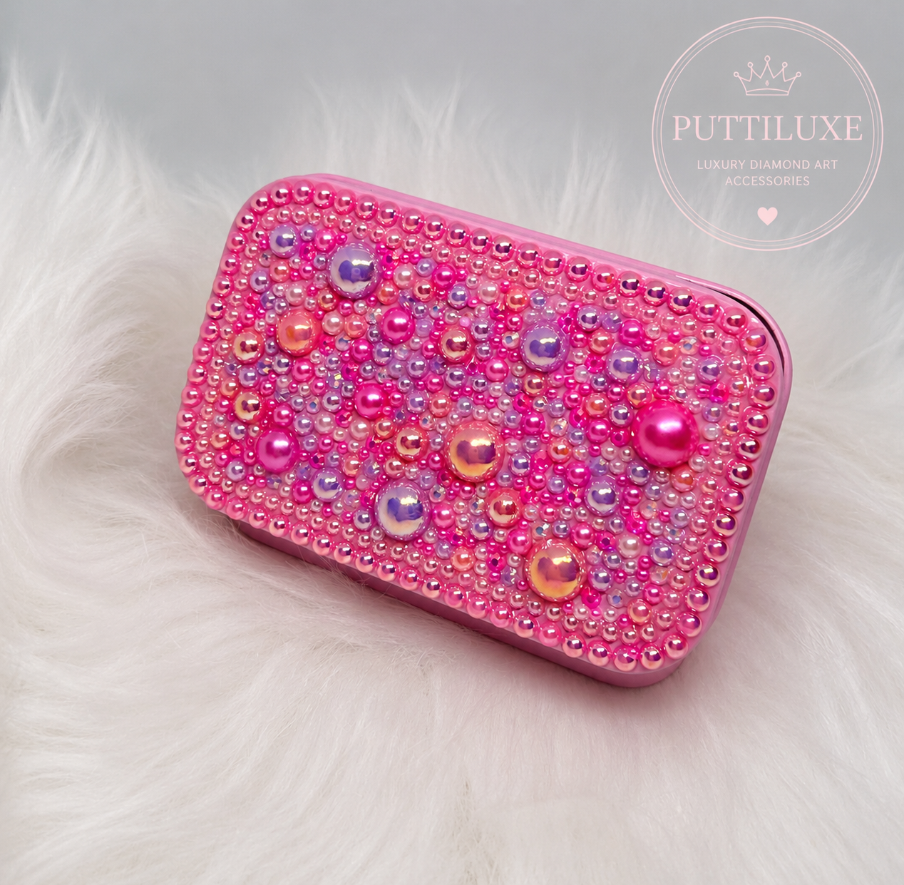 Puttiluxe Pink | Dreamhouse |Bedazzled Putty Tin | Luxury Diamond Art Storage
