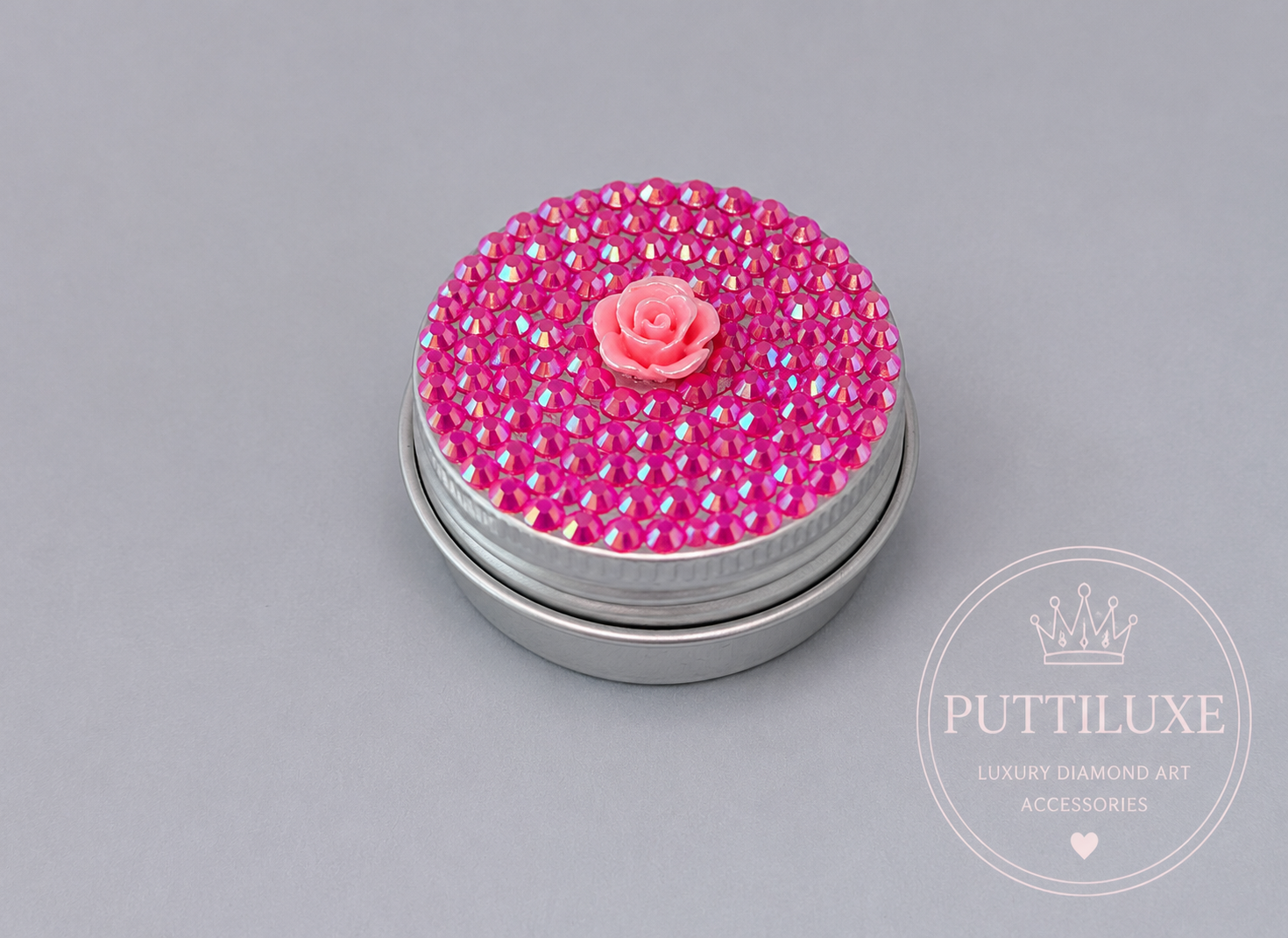 PuttiLuxe Pink Bloom Mini Bedazzled Putty Tin | 15ml Silver