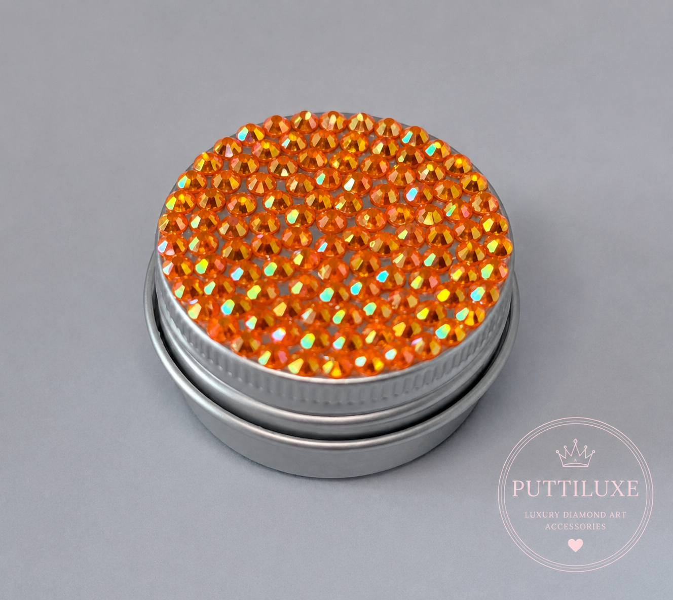 PuttiLuxe Tangerine Mini Bedazzled Putty Tin | 15ml Silver