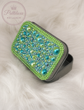 PuttiLuxe Lagoon Lime| Large Silver Handmade Bedazzled Putty Tin | Diamond Painting Accessory