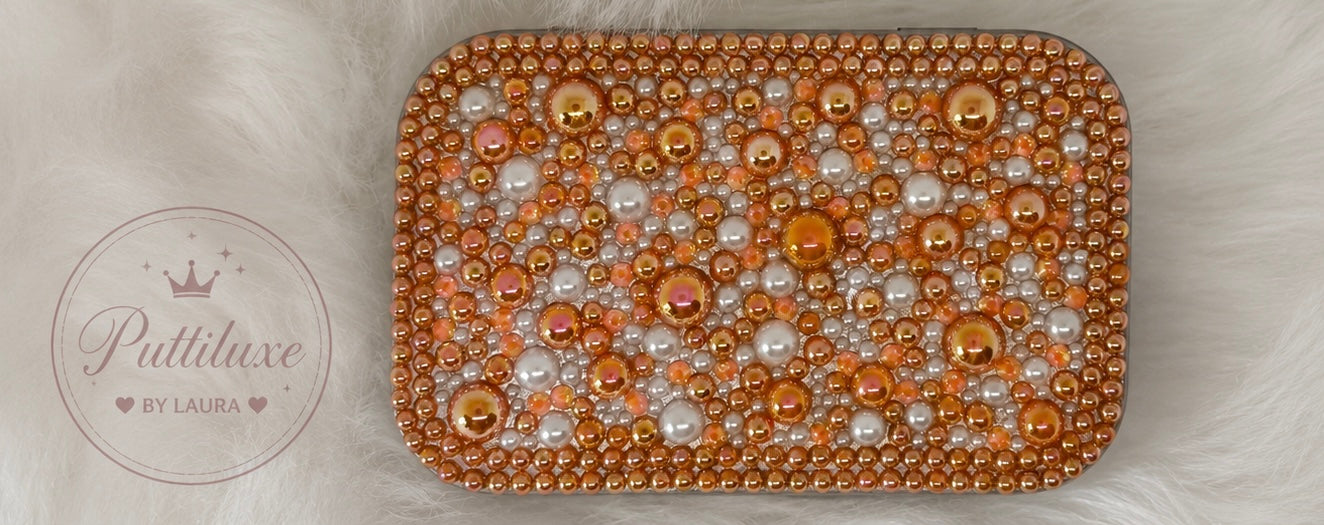PuttiLuxe Golden Hour | Large Silver Handmade Bedazzled Putty Tin | Diamond Painting Accessory