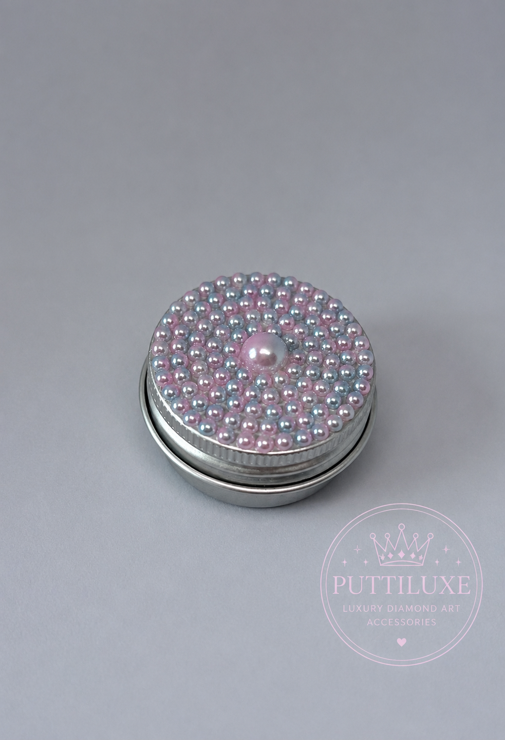 PuttiLuxe Pearl Kiss Mini Bedazzled Putty Tin | 15ml Silver